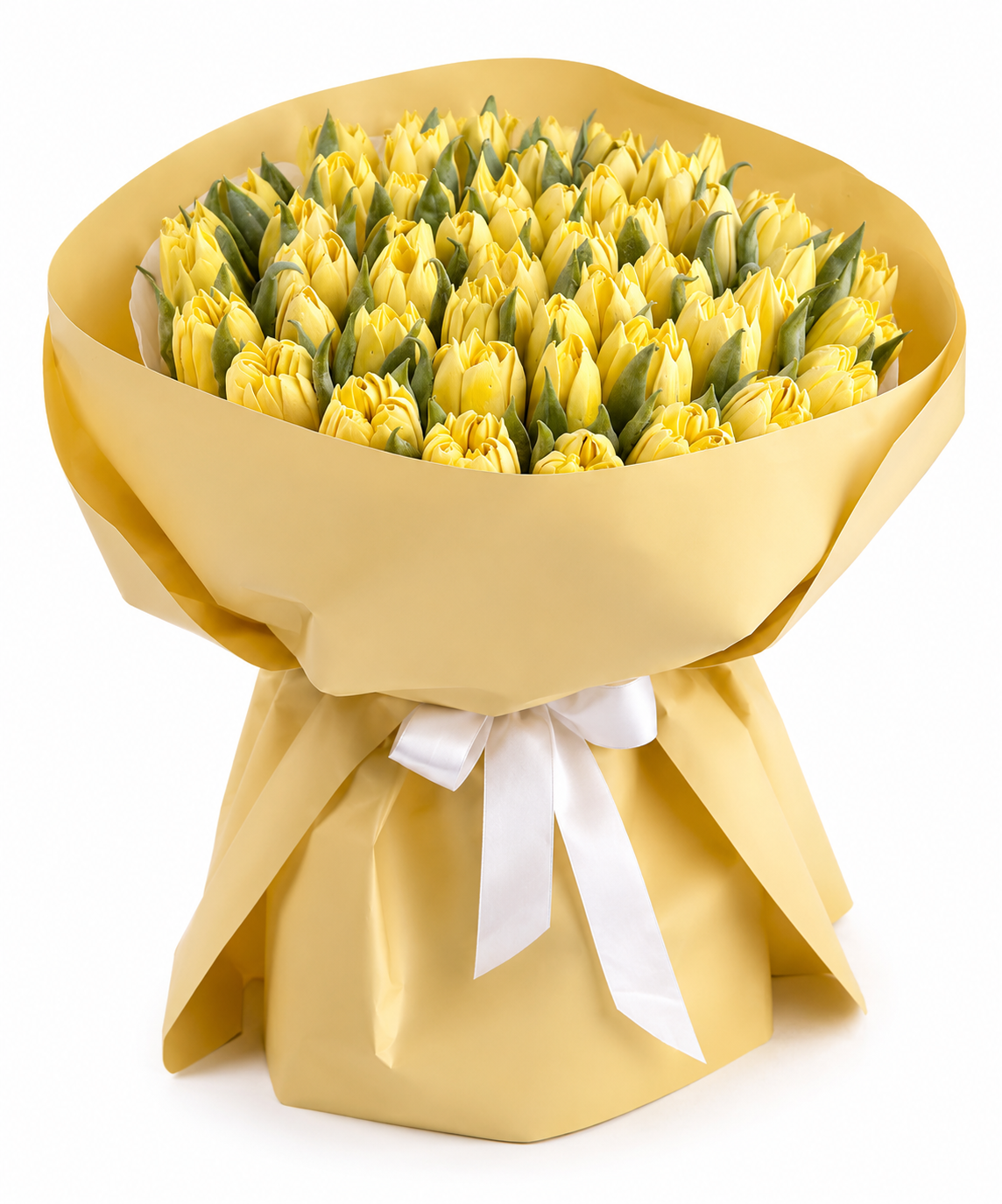 Buchet premium cu lalele comestibile galbene din bezea