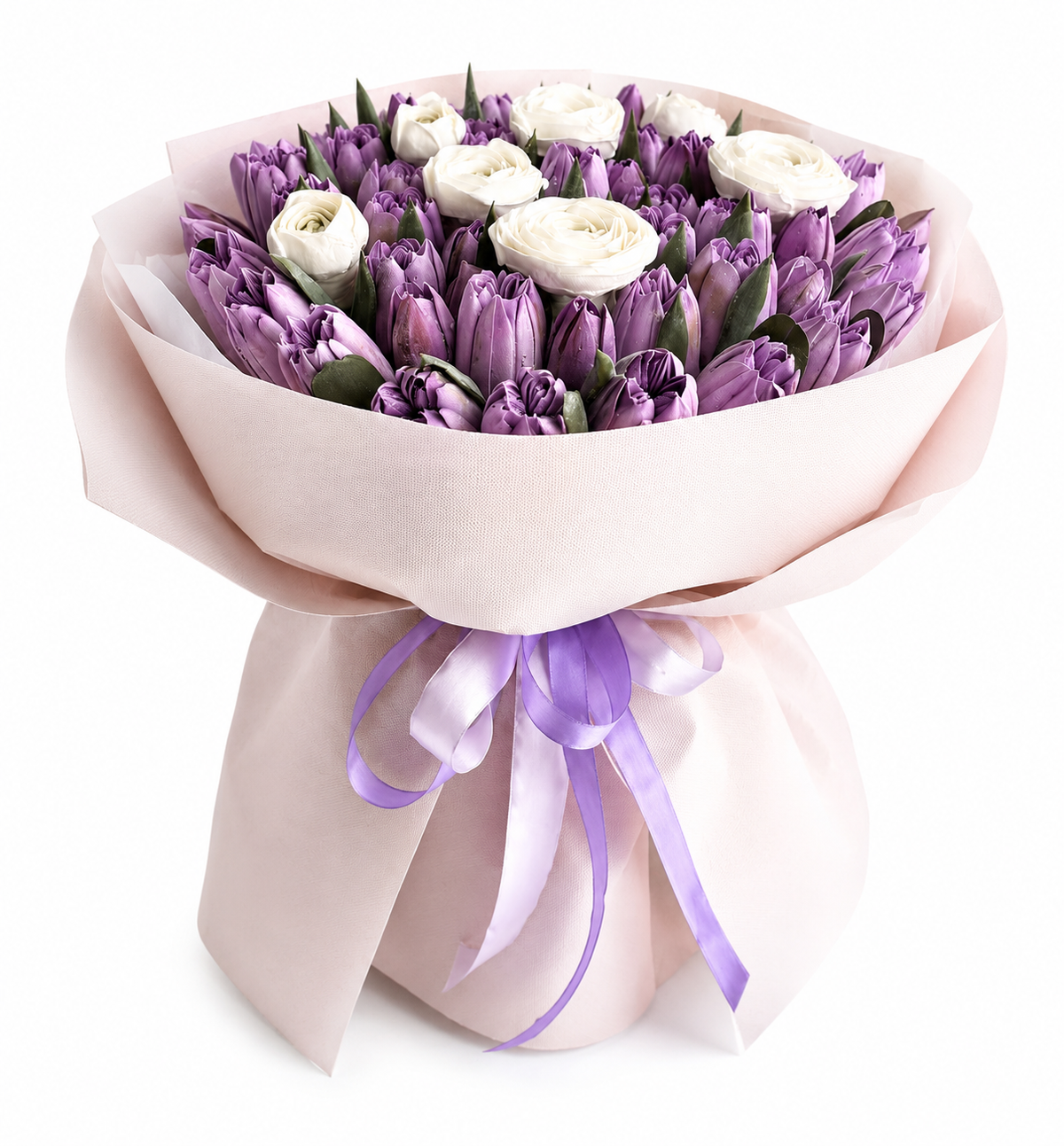Buchet premium cu lalele și trandafiri comestibili din bezea