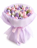 Buchet pastel cu lalele comestibile din bezea