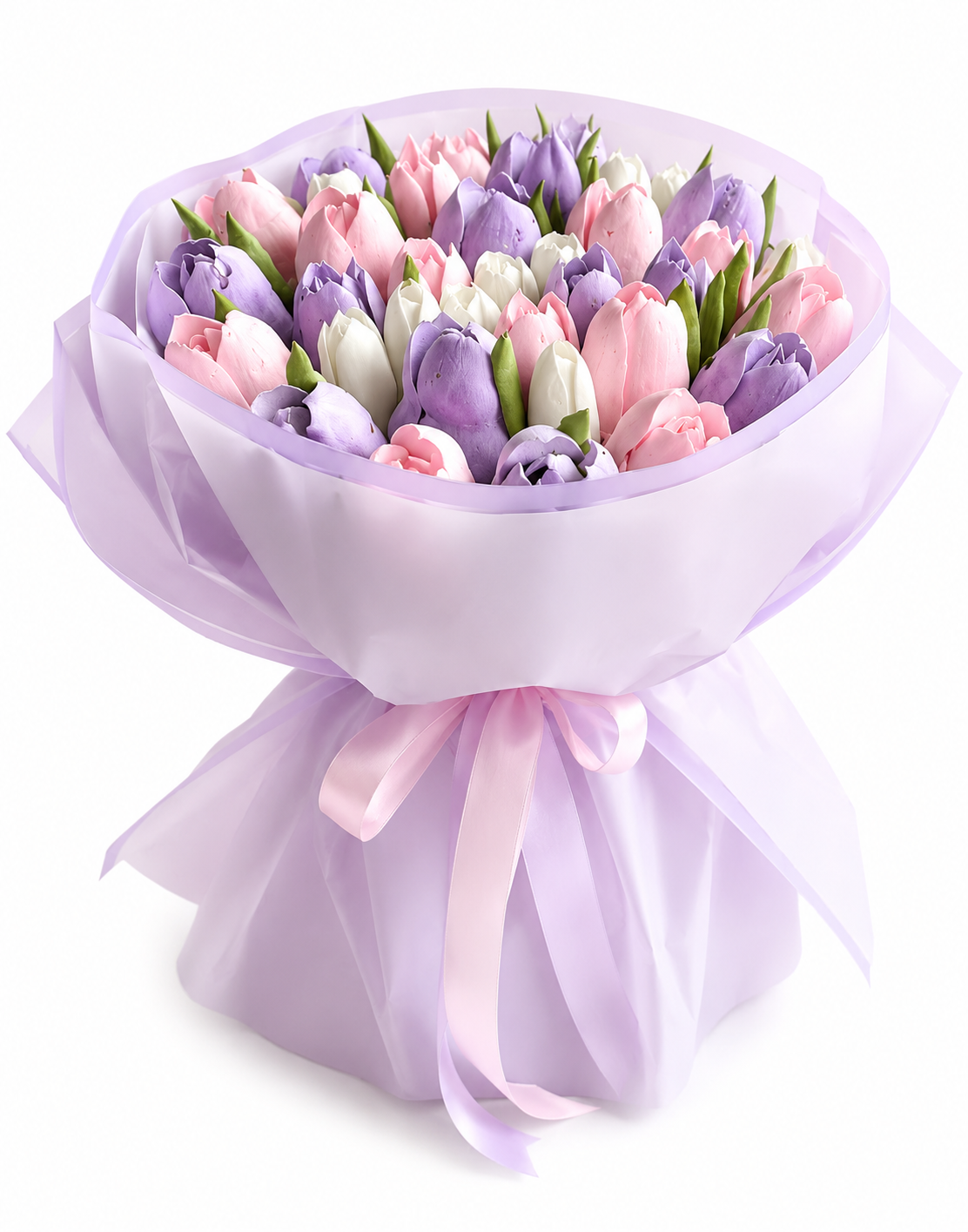 Buchet pastel cu lalele comestibile din bezea
