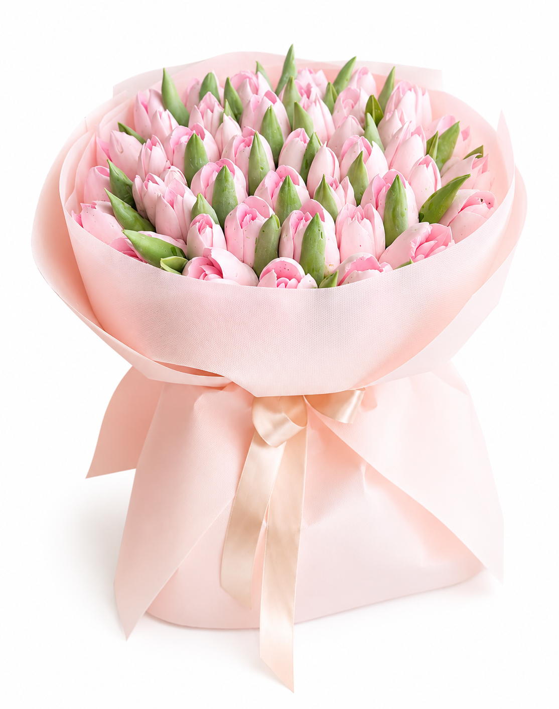 Buchet roz pastel cu lalele comestibile din bezea