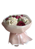 Buchet comestibil din flori de marshmallow – crem & bordo