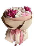 Buchet comestibil din marshmallow – hortensii & trandafiri, gust din suc de mere